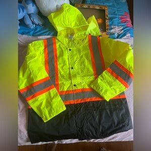 High-Visibility Yellow and Black Safety Jacket